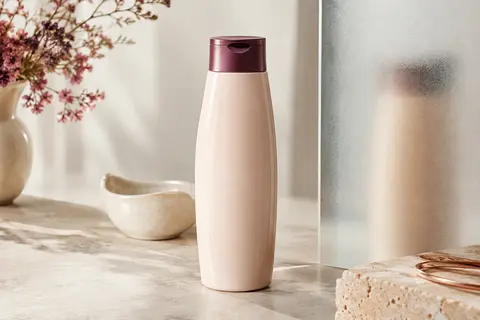 Flacon d’après-shampoing Redken Acidic Bonding Concentrate posé sur une surface de pierre claire