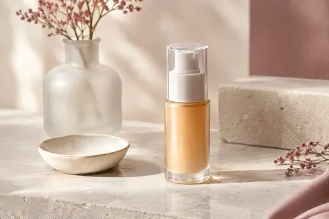 Sérum solaire visage SKIN1004 de 50 ml posé sur une pierre claire dans un décor de beauté épuré